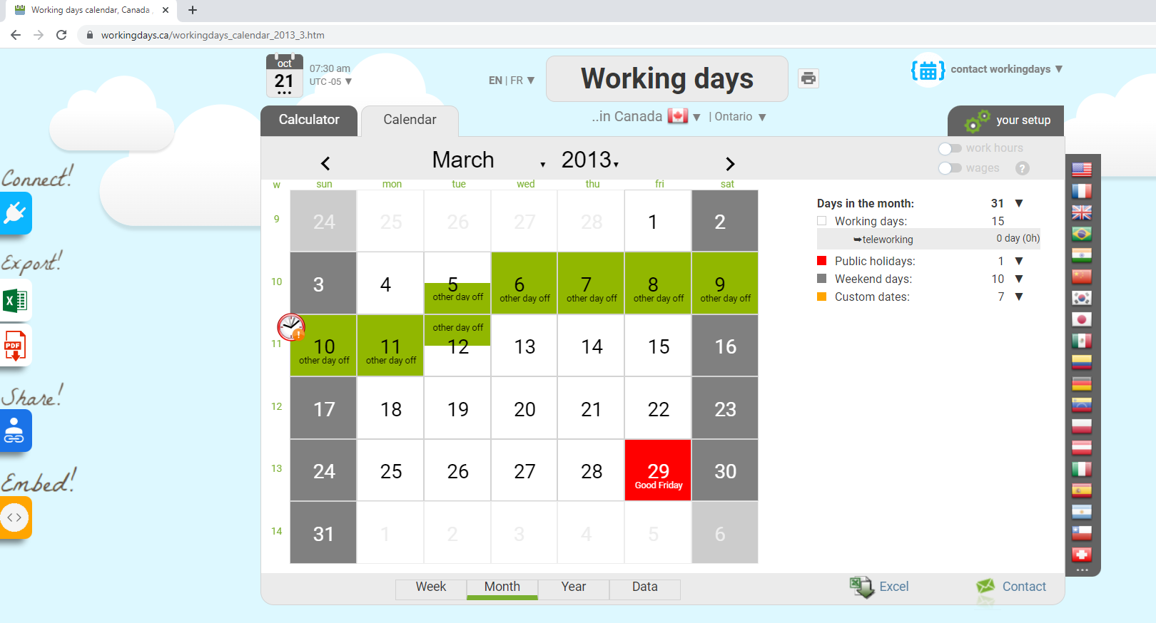 screenshot workingdays.ca